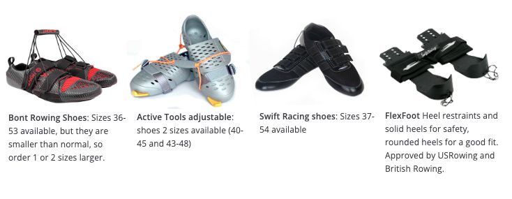 Swift adaptive shoe options: Bont Rowing Shoes, Active Tools adjustable, Swift Racing shoes, FlexFoot heel restraints