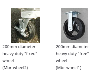 200 mm heavy-duty fixed wheel (Mbr-wheel2) and free wheel (Mbr-wheel1) for Swift double-sided racks