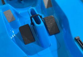 Cox feet blocks installed in the CO4x+ cockpit, attached with 3M Dual Lock