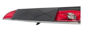 Optional black stern cover fitted to a coastal boat