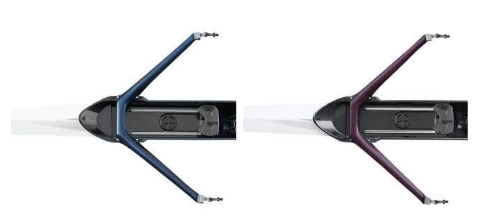 Coloured carbon reverse wing riggers, blue and burgundy/red carbon