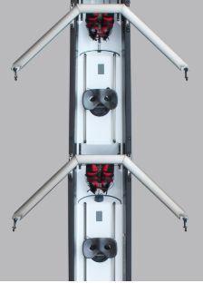 Aluminium Stern Wing Heavy Duty rigger, no backstays, mounted over the foot stretcher